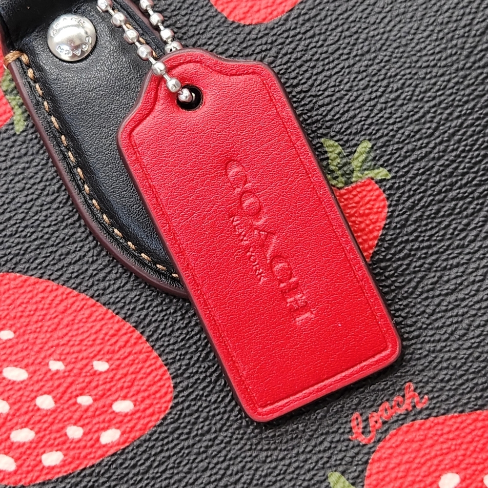 Coach Tote Bag Black Red Strawberry Print Gallery CH510 Kawaii Limited Edition - Picture 4 of 16